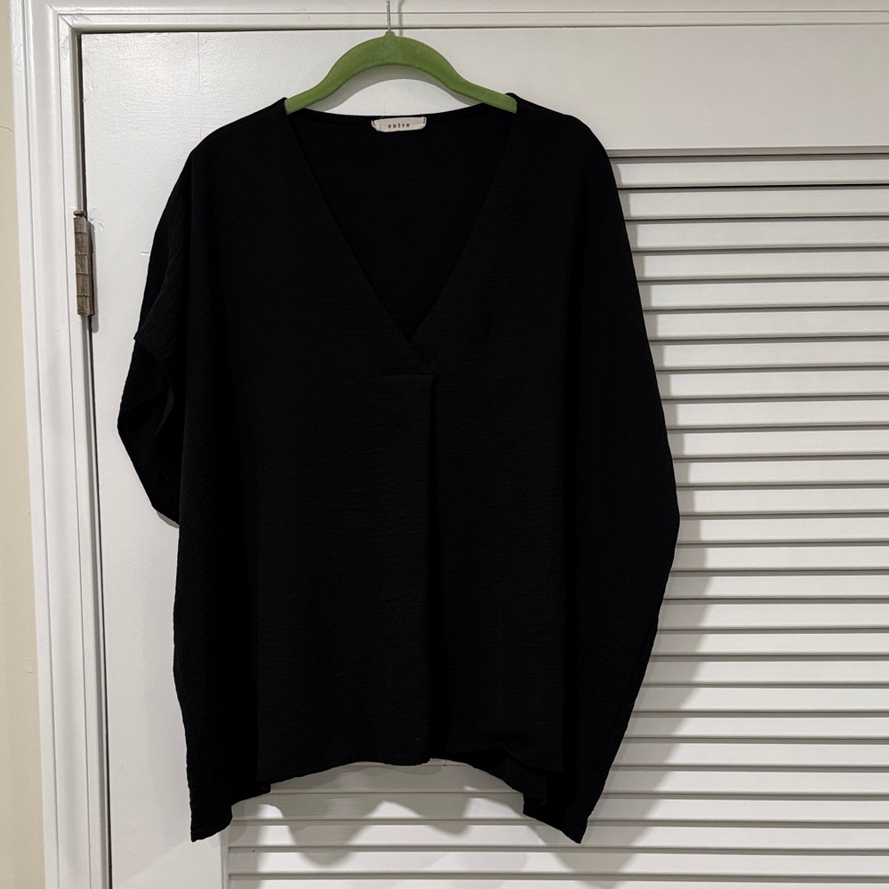 Entro Charcoal V-Neck Blouse